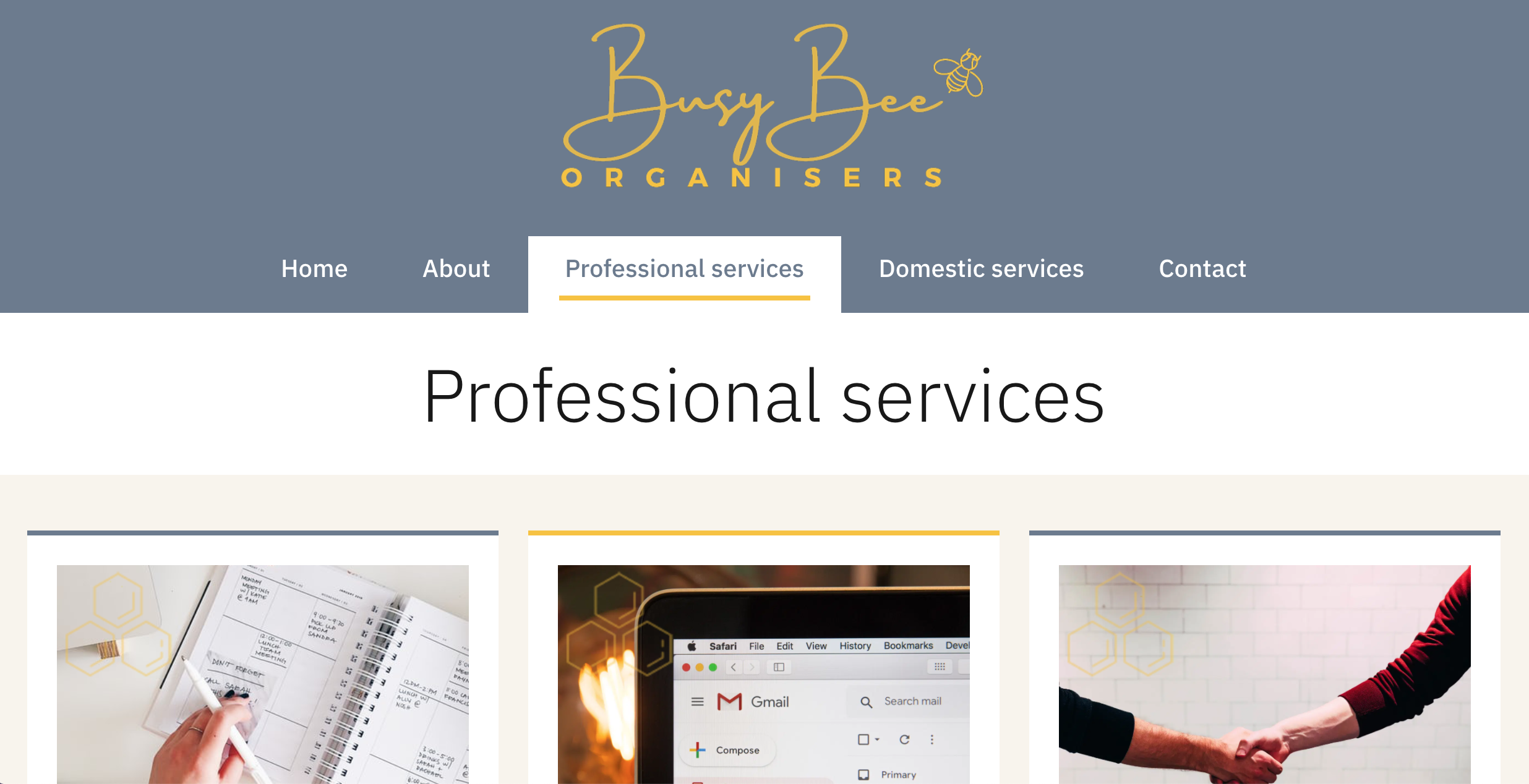 Screenshot thumbnail of Busy Bee Organisers website home page
