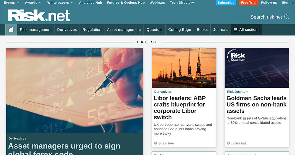 Screenshot thumbnail of Risk.net home page